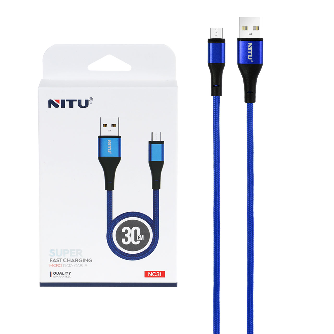 خرید کابل USB به Micro-usb نیتو NITU NC31 طول 30 سانتیمتر 2.4 آمپر | آرنیکموبایل