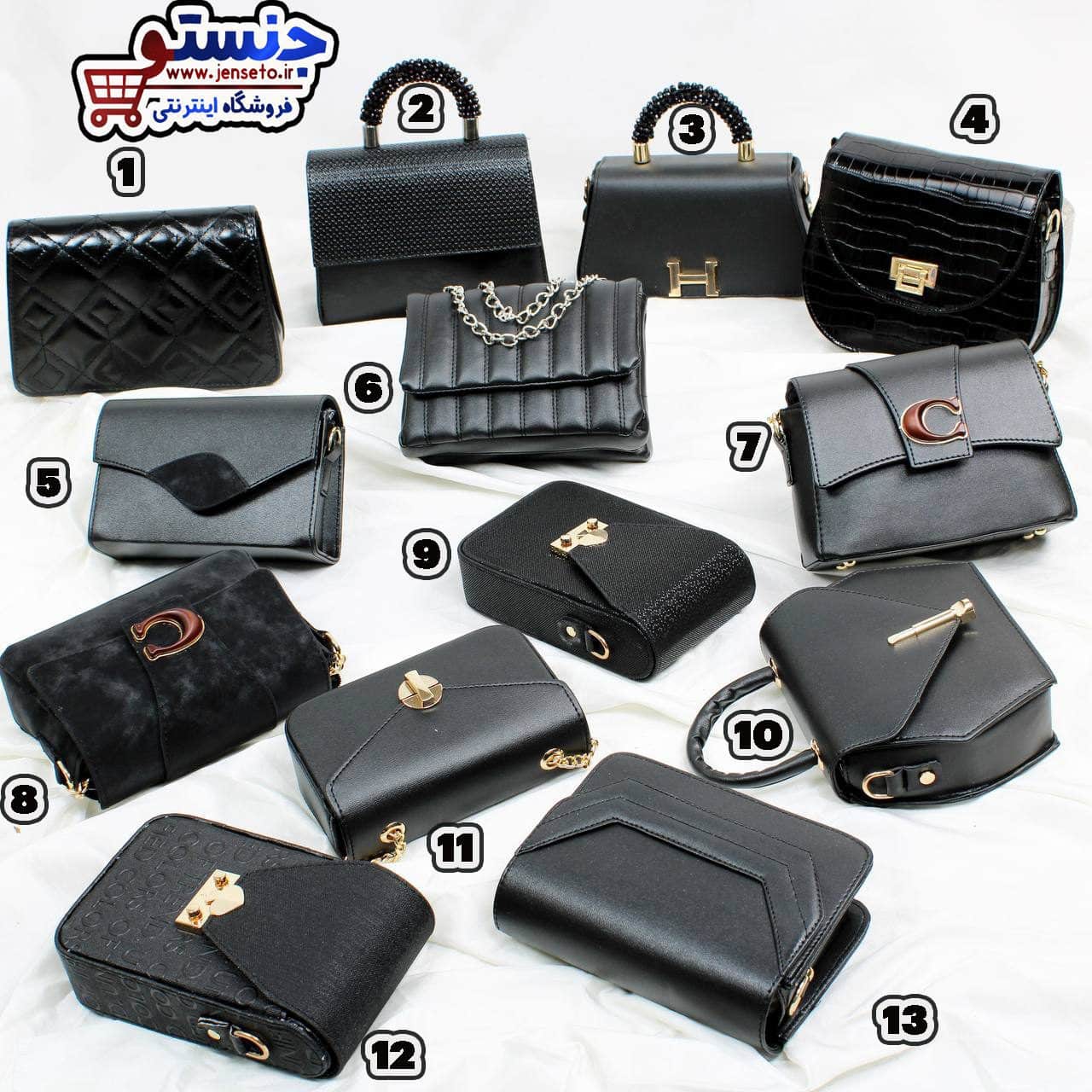 کیف زنانه مشکی جدید کالکشن (چرم_ورنی) کد 1402320 - خرید انواع کیف های زنانه، مجلسی،پاسپورتی،دوشی جدید - فروشگاه اینترنتی جنستو