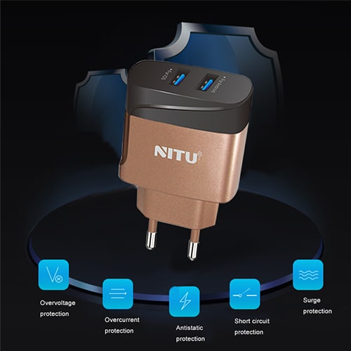 شارژر دیواری نیتو NT-TC075 دارای 2 پورت خروجی USB | آرنیک موبایل