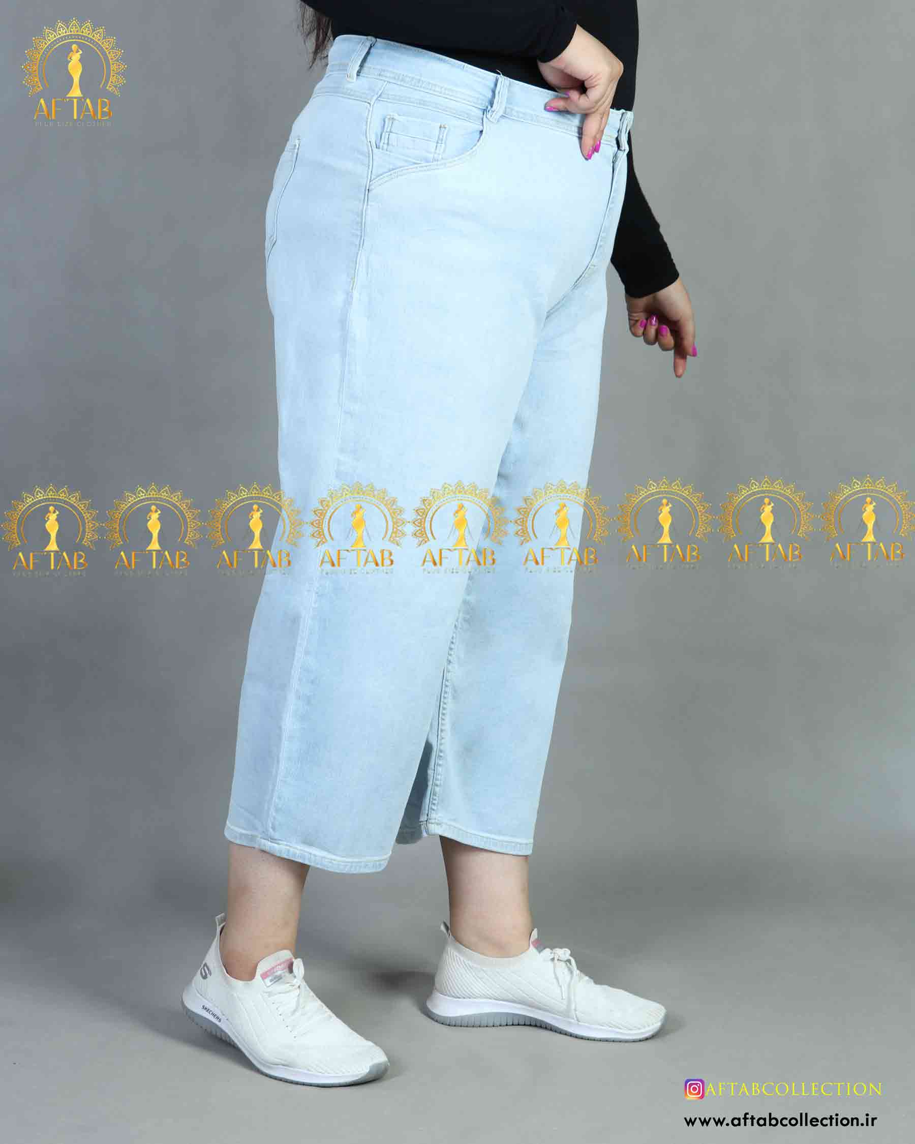 شلوار جین بگ یخی قد 90 سایز بزرگ3878 فروشگاه لباس سایز بزرگ زنانه آفتاب
