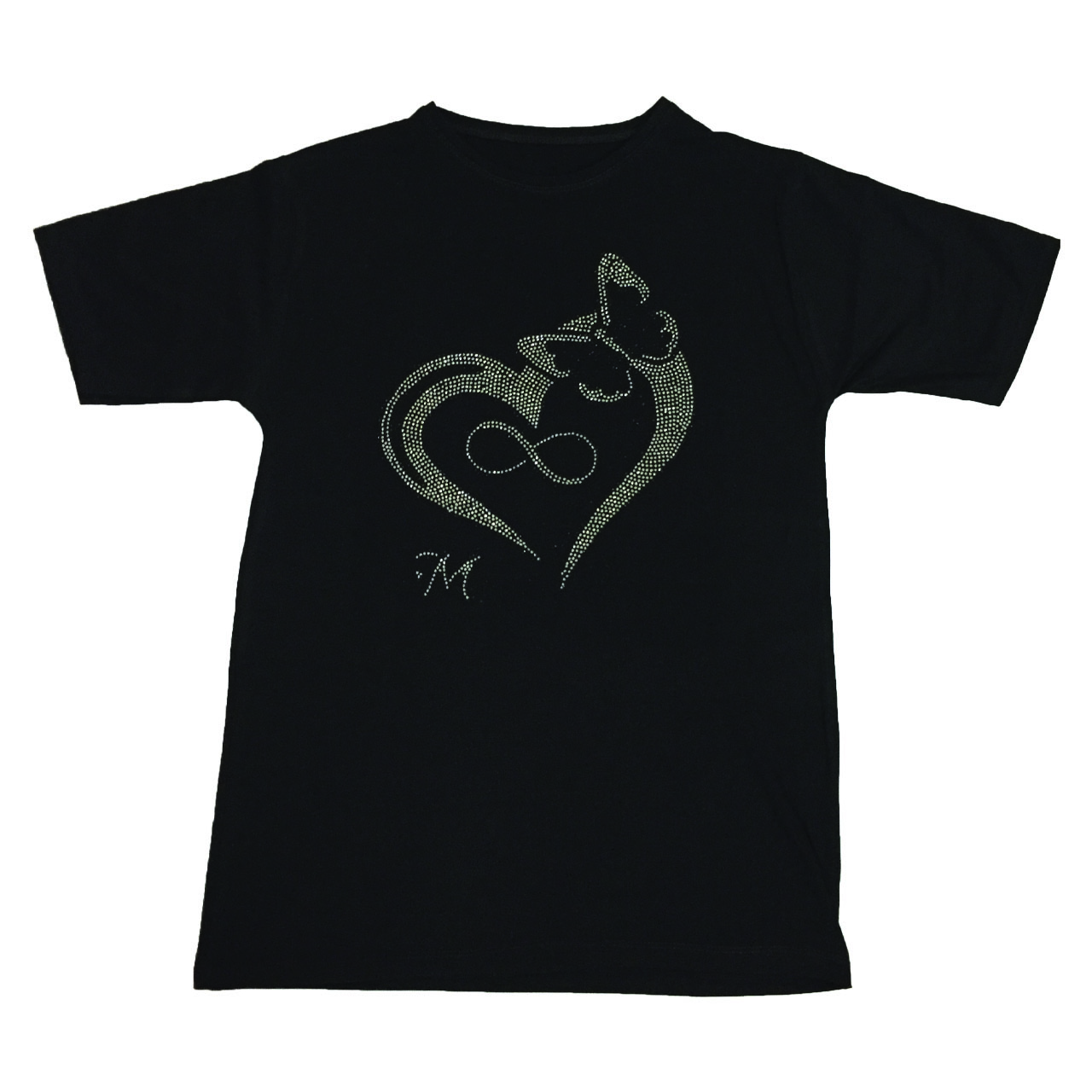 ✓ قیمت و مشخصات تی شرت آستین کوتاه زنانه مدل نگین دار طرح قلب کد DKCOP 432- زیراکو ✓