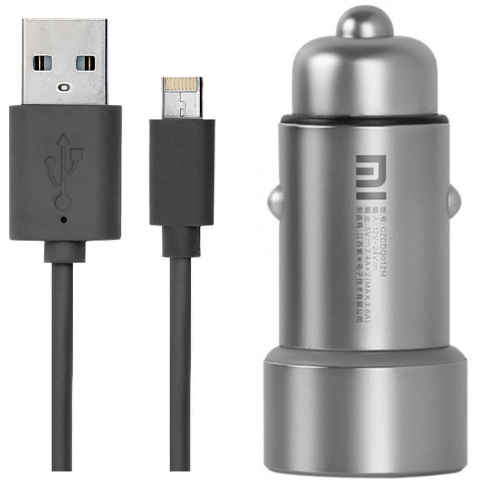 شارژر فندکی شیائومی مدل CZCDQ01ZM به همراه کابل تبدیل USB بهلایتنینگ/microUSB | فروشگاه اینترنتی تی ام پرشیا