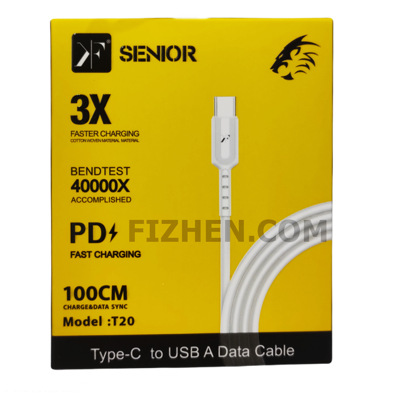 مشخصات،قیمت و خرید کابل شارژ تایپ سی کی اف سنیور USB to Type-C Cable KFSENIOR TC-20