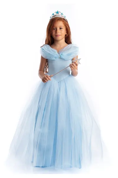 لباس عروسکی دخترانه مدل سیندرلا آبی روشن برند Tameris Kostüm | ریمد
