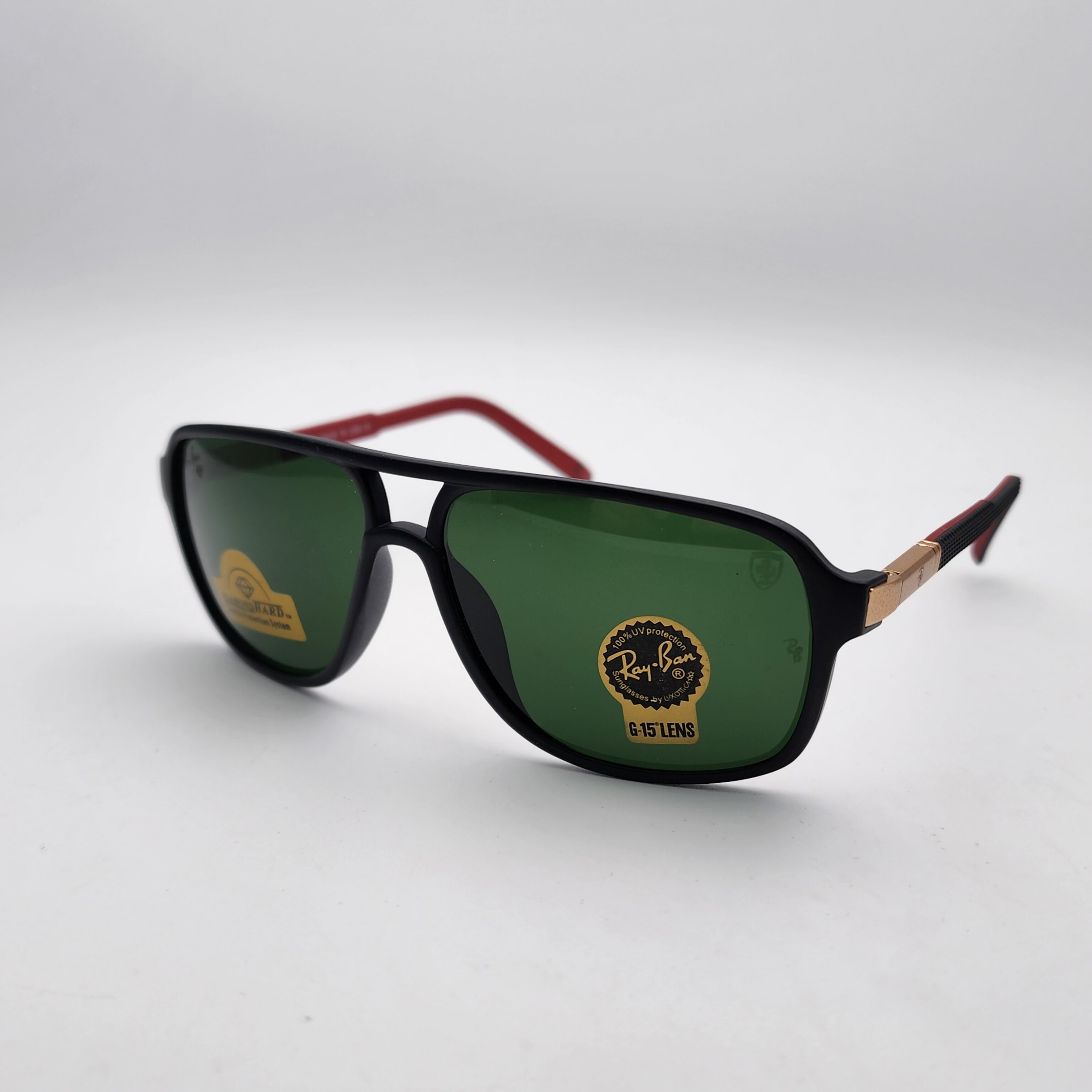 عینک آفتابی مردانه ریبن فراری شیشه سنگ دو پل لنز سبز | زیوران استور