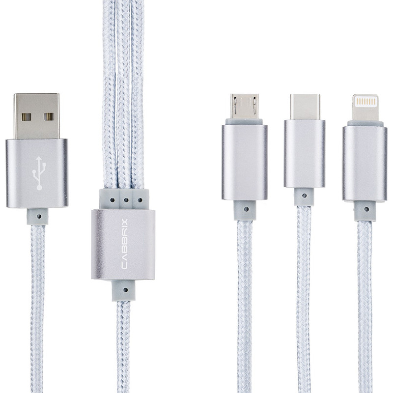 قیمت و خرید کابل تبدیل USB به microUSB/لایتنینگ/USB-C کابریکس طول 1.5 متر