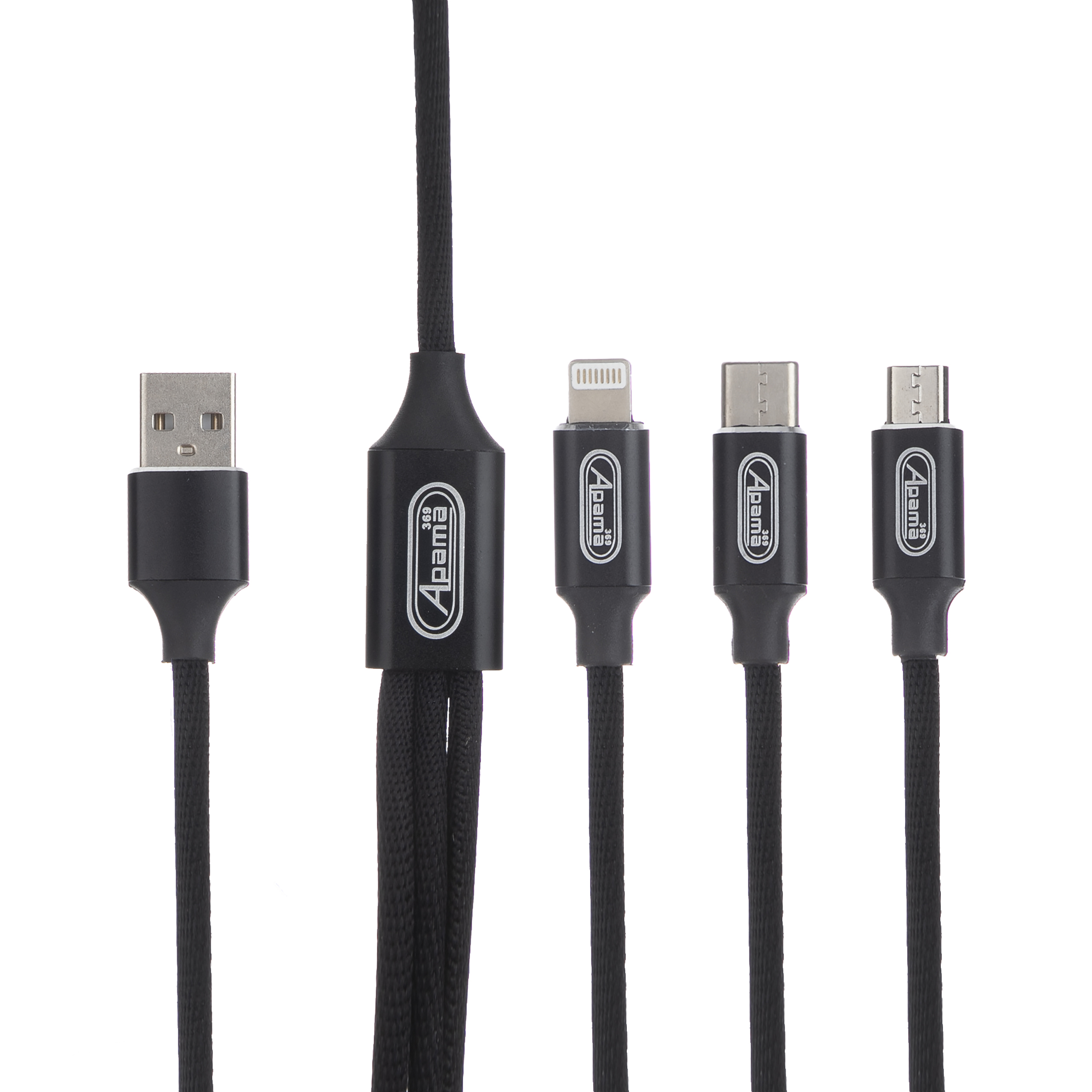 کابل تبدیل USB به لایتنینگ/USB-C/microUSB آپاما مدل A-3 طول 1.2 متر