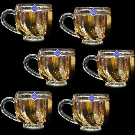 خرید و قیمت مجموعه 6 عددی فنجان چای خوری کریستال طلاکوب مدل تورنادو 2024 |ترب