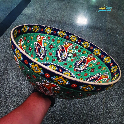 خرید، قیمت و مشخصات کاسه سفالی میناکاری شده محصول شهر لاله جین همدان با طرحو نقش بسیار زیبا و عالی | هنرظریف