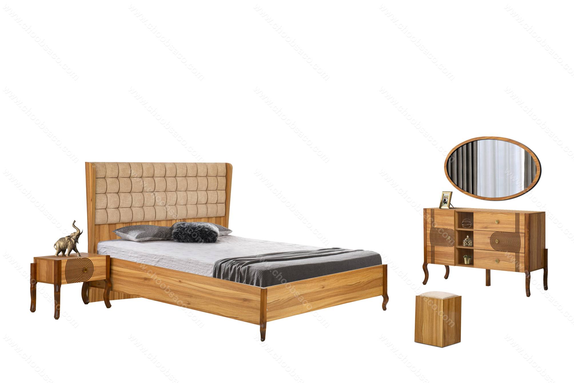 سرویس خواب دو نفره مدل رونیکا - سرویس خواب | تخت خواب | فروشگاه چوبسا سرویسخواب دو نفره مدل رونیکا