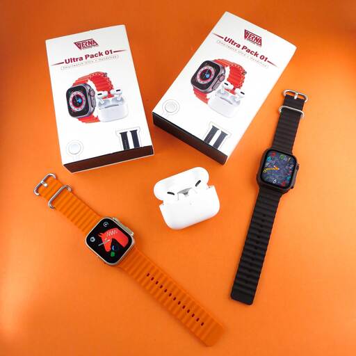 قیمت و خرید ساعت هوشمند ورنا مدل 01 Ultra Pack به همراه هندزفری بیسیم و بندسبز | دارتیل