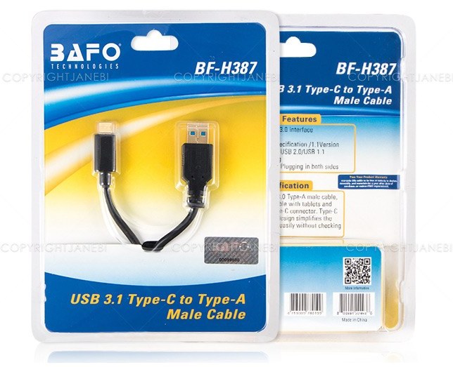 خرید و قیمت کابل تبدیل یو اس بی به تایپ سی BAFO USB 3.0 A/M to Type-C CableBF-H387 1.5m | ترب
