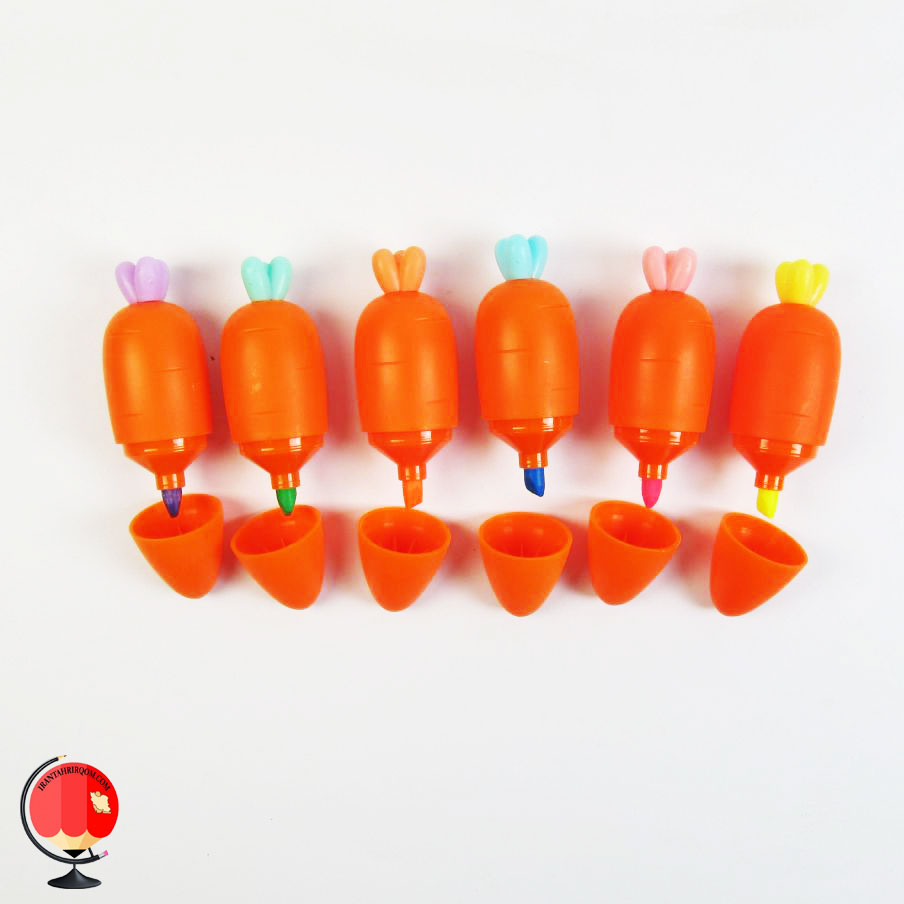 خرید و قیمت ماژیک هایلایتر فانتزی طرح هویج نارنجی 6 رنگ- فروشگاه ایران تحریر