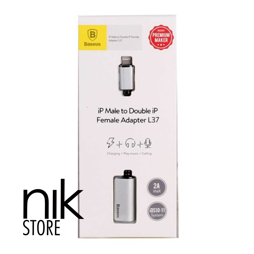 Baseus iP Male to iP+iP Female Adapter L37 Black | فروشگاه نیک