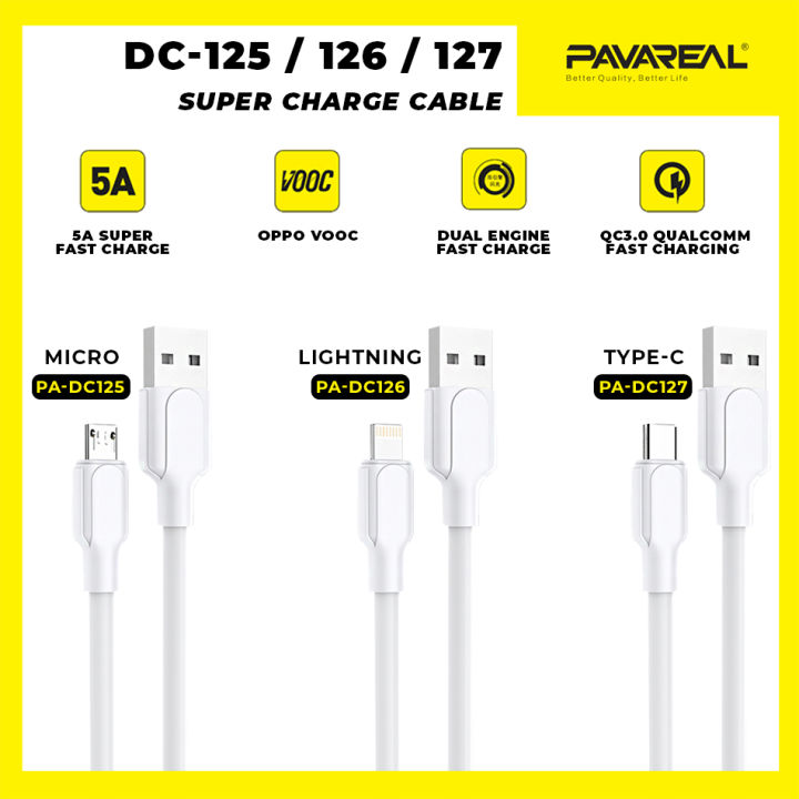 کابل تبدیل USB به USB-C پاواریال مدل DC-127 طول 1 متر( گارانتی تعویض یکساله) | پاوا