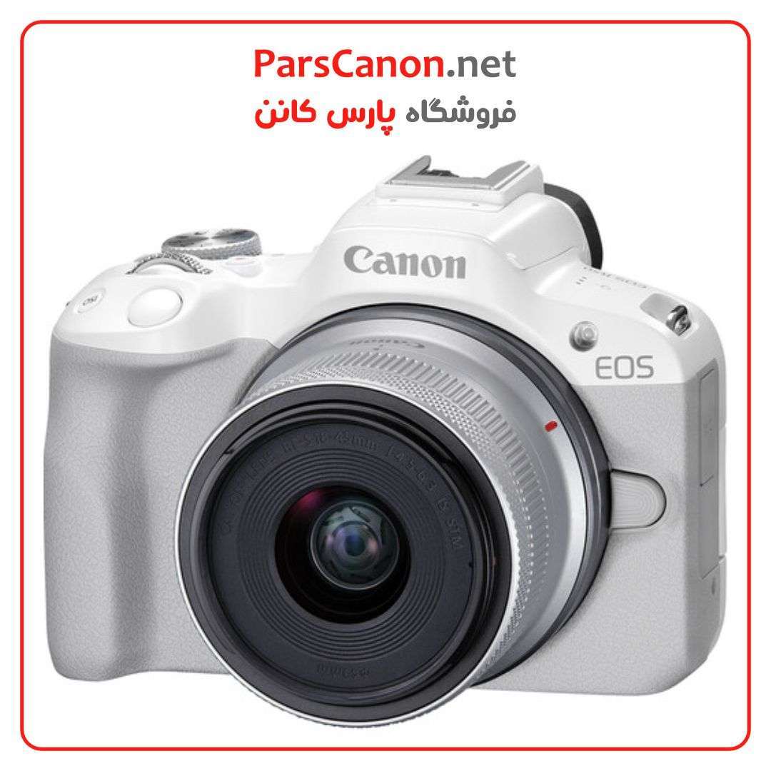 دوربین عکاسی کانن رنگ سفید Canon EOS R50 Mirrorless Camera with 18-45mmLens (White) |