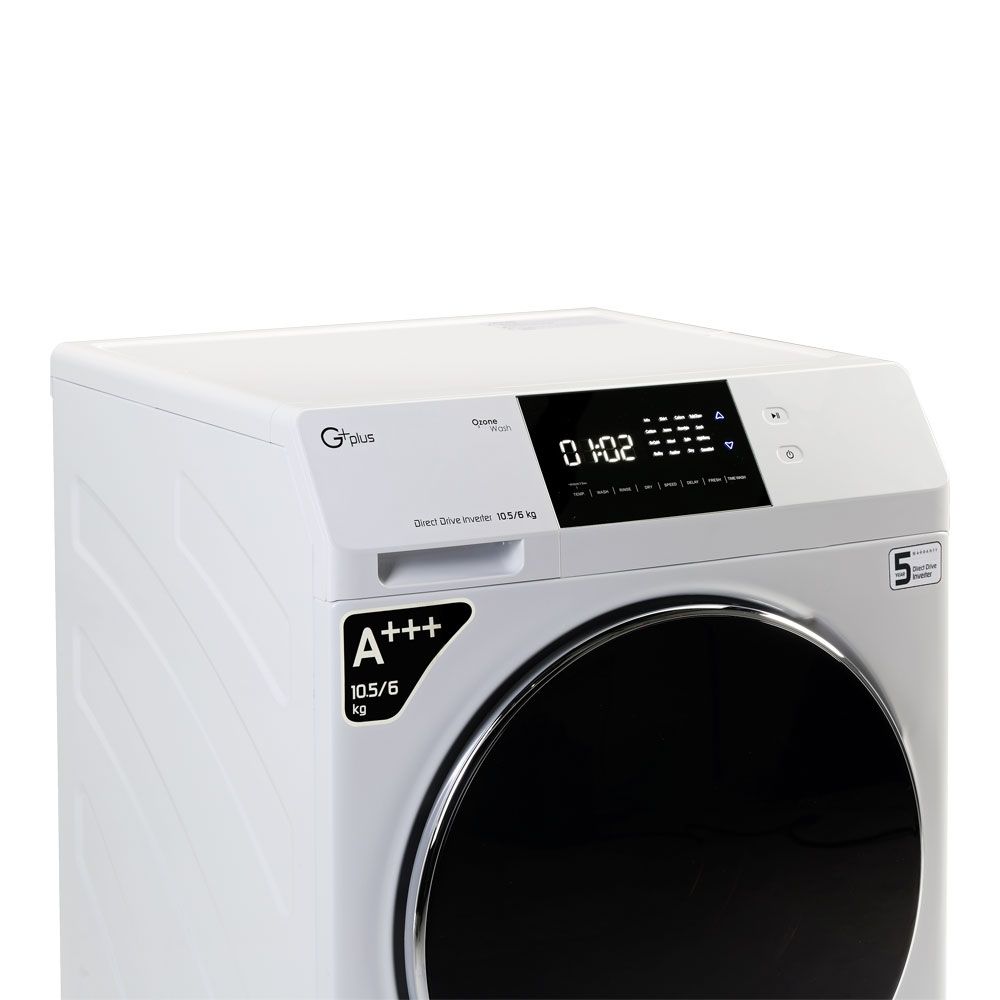 قیمت و خرید ماشین لباسشویی جی پلاس مدل GWM-MD106W ظرفیت 10.5 کیلوگرم