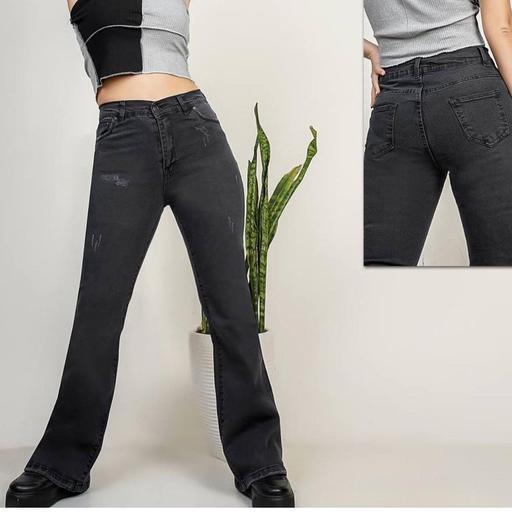 خرید و قیمت شلوار جین زنانه دمپا گشاد مدل بوتکات رنگ زغالی .سرمه ای و آبیاز غرفه ووگ