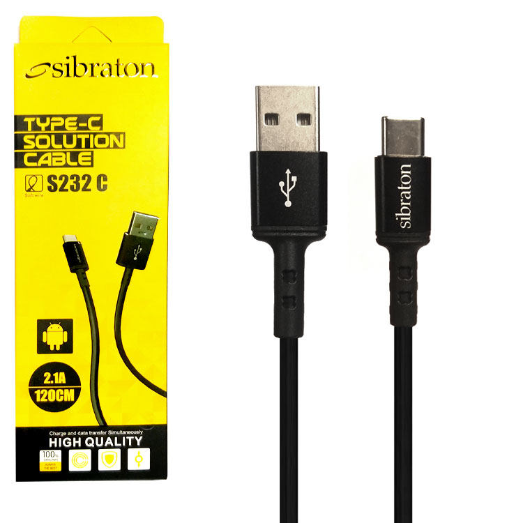 کابل تبدیل USB به USB-C سیبراتون مدل S232 C طول 1.2 متر | فروشگاه اینترنتیسیکا 24