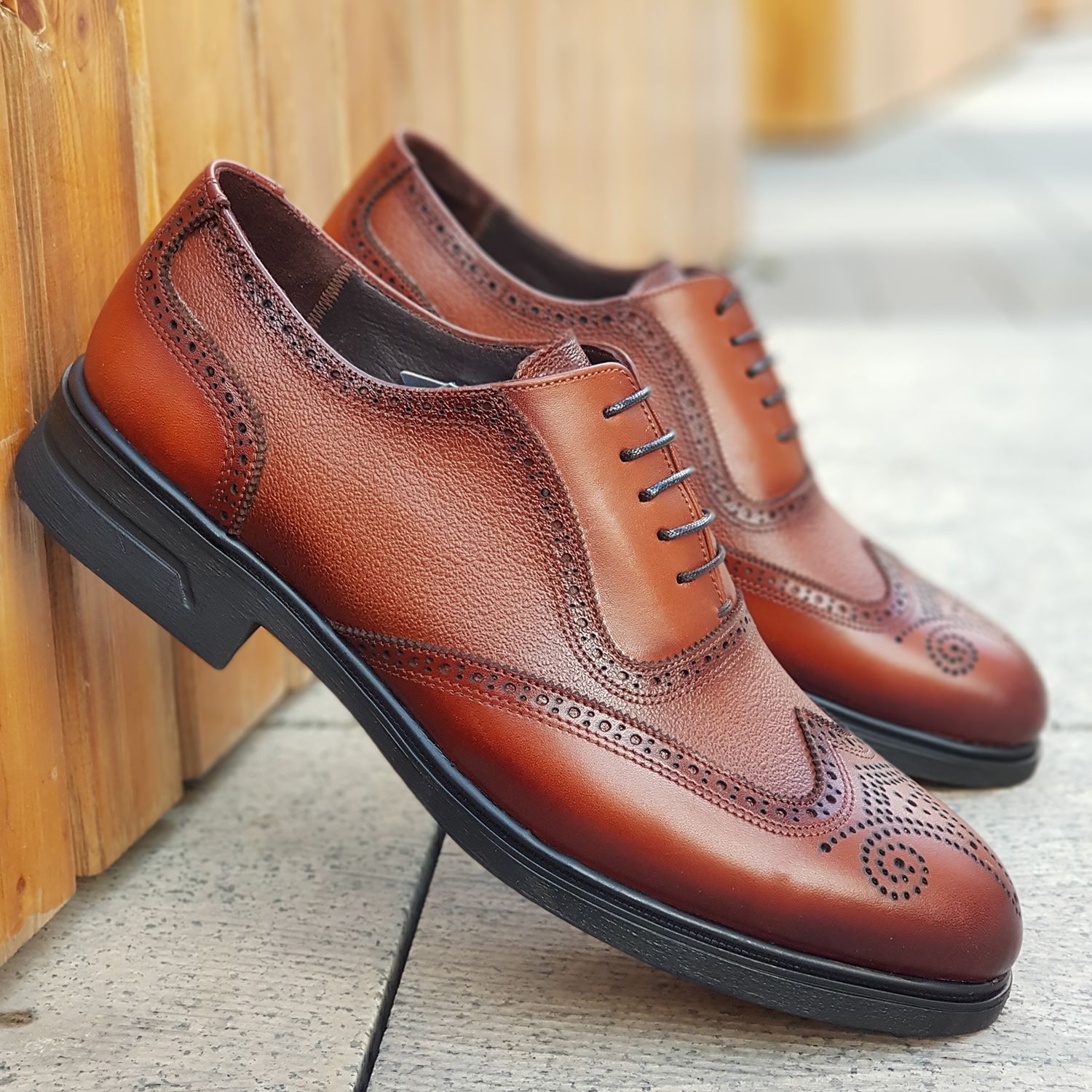 قیمت و خرید کفش مردانه مدل چرم طبیعی کد 00139t.k رنگ عسلی