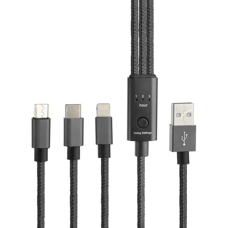 قیمت و خرید کابل تبدیل USB به microUSB /لایتنینگ/ USB-C مدل QC-200 طول 1.2متر