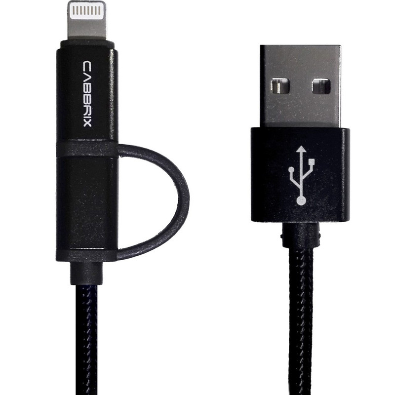 قیمت و خرید کابل تبدیل USB به microUSB و لایتنینگ کابریکس مدل 2 در 1 به طول1.5 متر