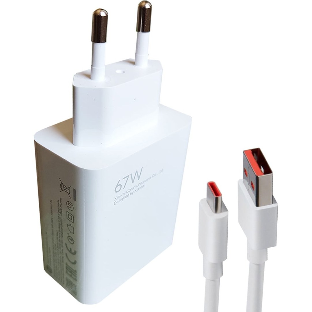 خرید و قیمت شارژر دیواری 67 وات سر کارتنی اورجینال شیائومی مدل MDY-12-EH بههمراه کابل تبدیل USB-C | ترب