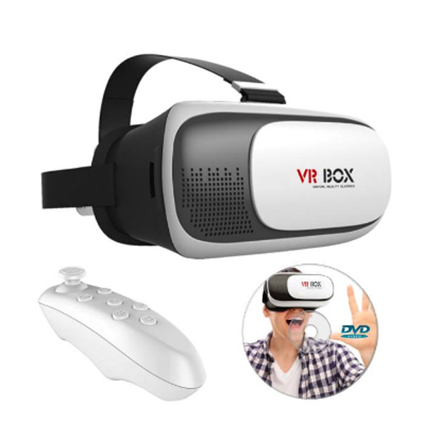 فروش نقدی و اقساطی هدست واقعیت مجازی وی آر باکس مدل VR Box 2 به همراه ریموتکنترل بلوتوث و DVD نرم افزار و USB LED هدیه