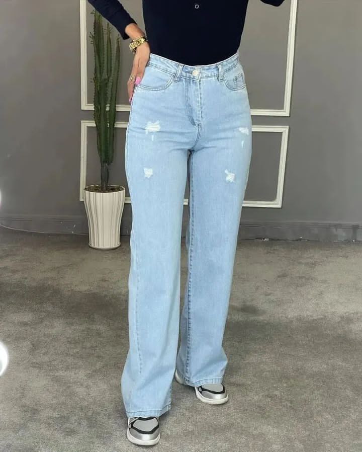 شلوار جین زنانه مدل نیم بگ کد j-300 - فروشگاه پوشاک لاکوجان