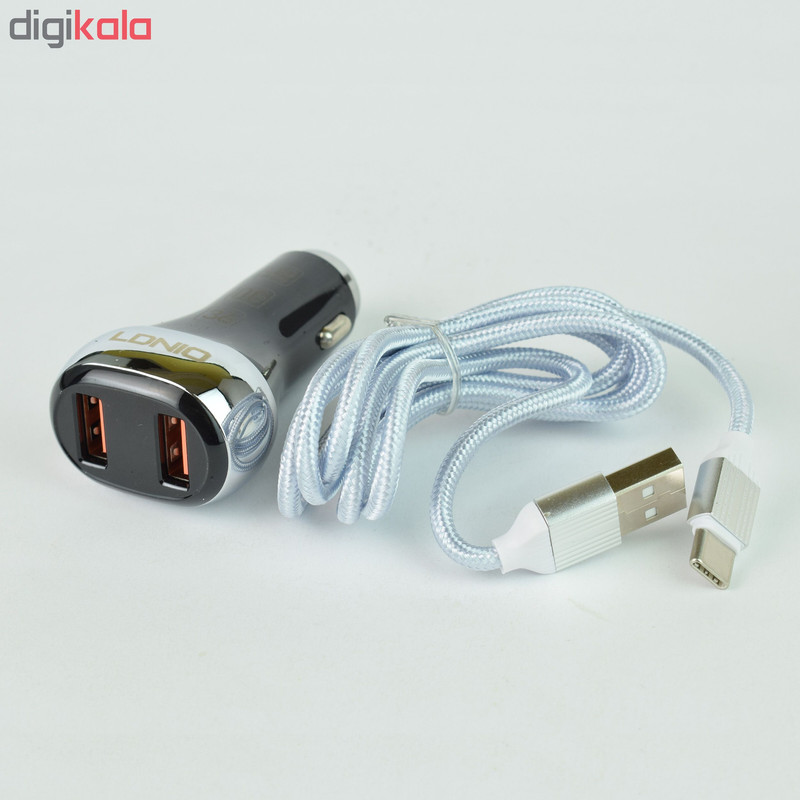 قیمت و خرید شارژر فندکی الدینیو مدل C2 به همراه کابل تبدیل USB-C