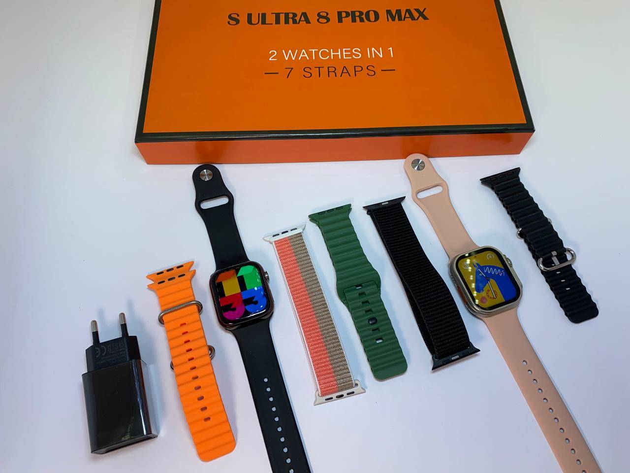 پک هدیه دو عدد ساعت هوشمند طرح اپل واچ مدل S ULTRA 8 PRO MAX همراه 7 بند باگارانتی | فروشگاه اینترنتی موبایل جدید