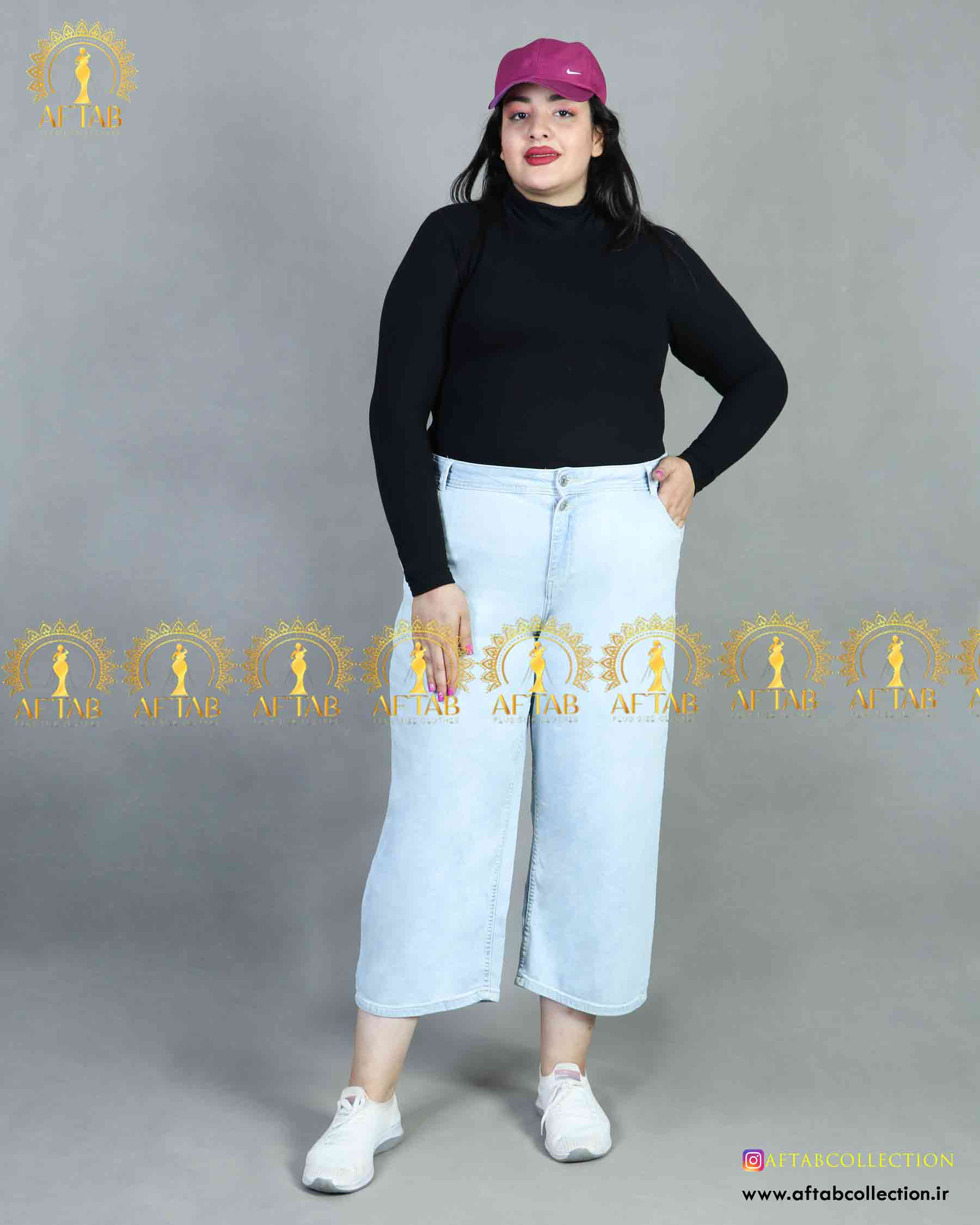 شلوار جین بگ یخی قد 90 سایز بزرگ3878 فروشگاه لباس سایز بزرگ زنانه آفتاب