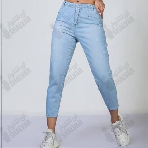خرید و قیمت شلوار جین زنانه مدل مام فیت رنگ آبی یخی از غرفه آی شلوار