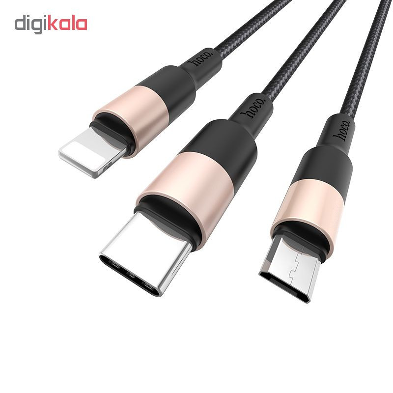 قیمت و خرید کابل تبدیل USB به لایتینگ/microUSB/USB-C هوکو مدل X26 طول 1 متر
