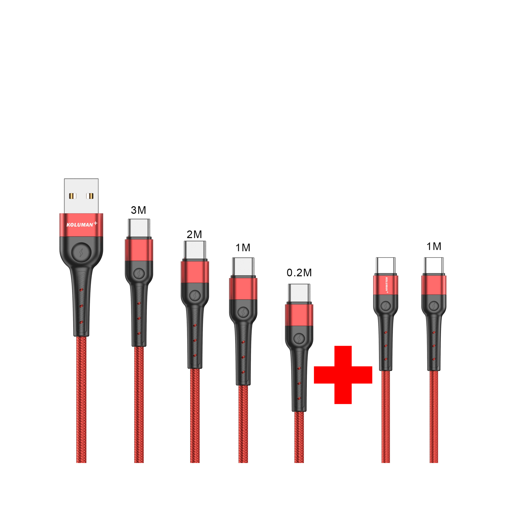 کابل تبدیل USB به USB-C کلومن پلاس مدل K7+ مجموعه 5 عددی به همراه یک کابلتبدیل USB-C به USB-C | کلومن