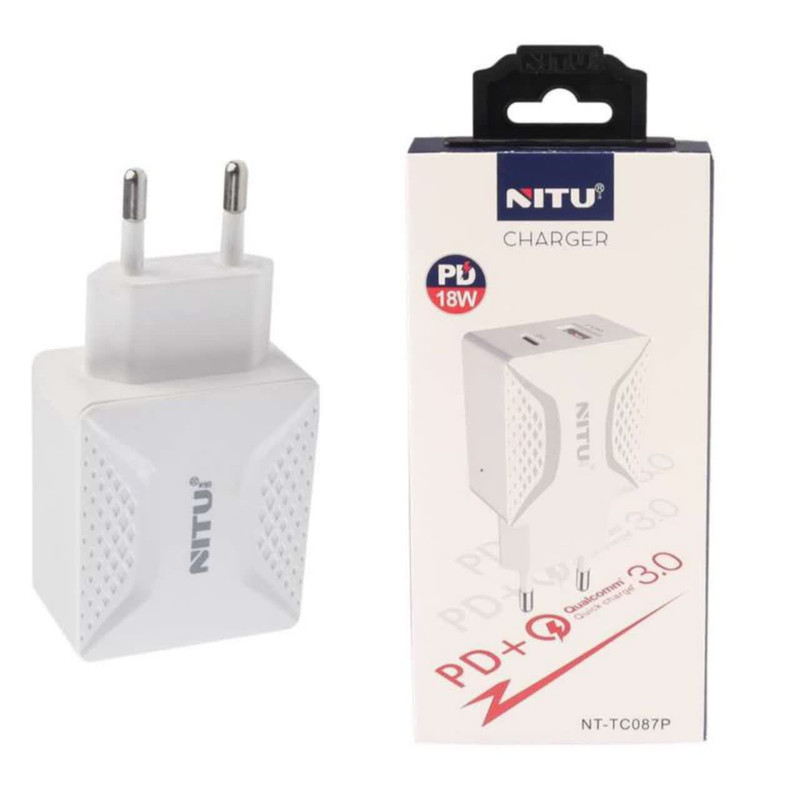 قیمت و خرید شارژر دیواری 18 وات نیتو مدل nt-tc087p به همراه کابل تبدیل USB-C