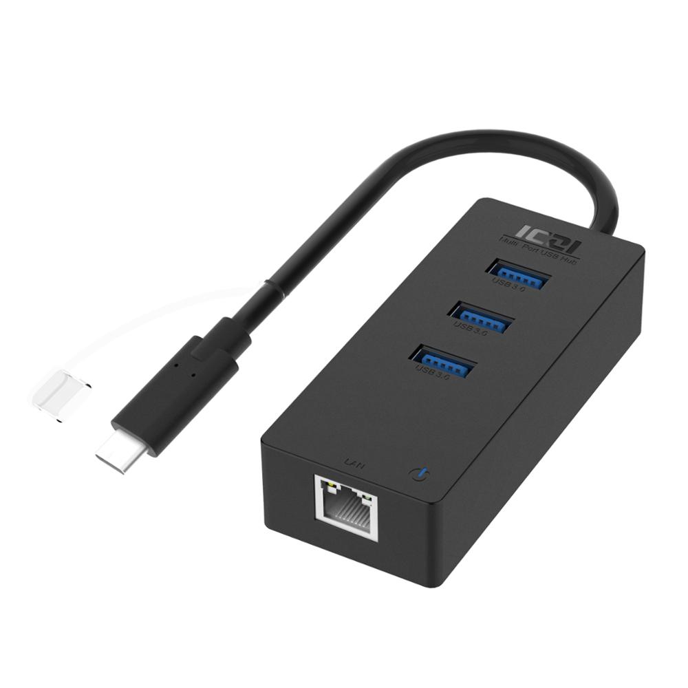 مبدل USB Type-C به Ethernet و هاب USB3.0 مدل ICZI - سرفیس‌کالا | فروشگاهمایکروسافت سرفیس