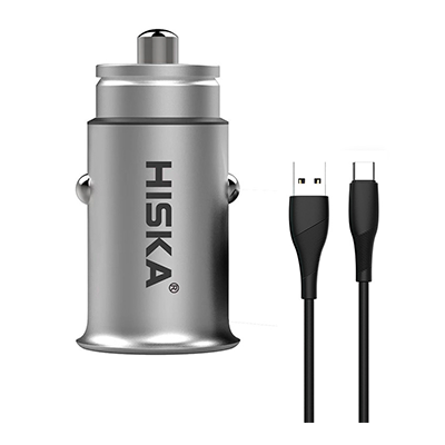 قیمت شارژر فندکی هیسکا مدل HCC-316 به همراه کابل تبدیل USB-C مشخصات