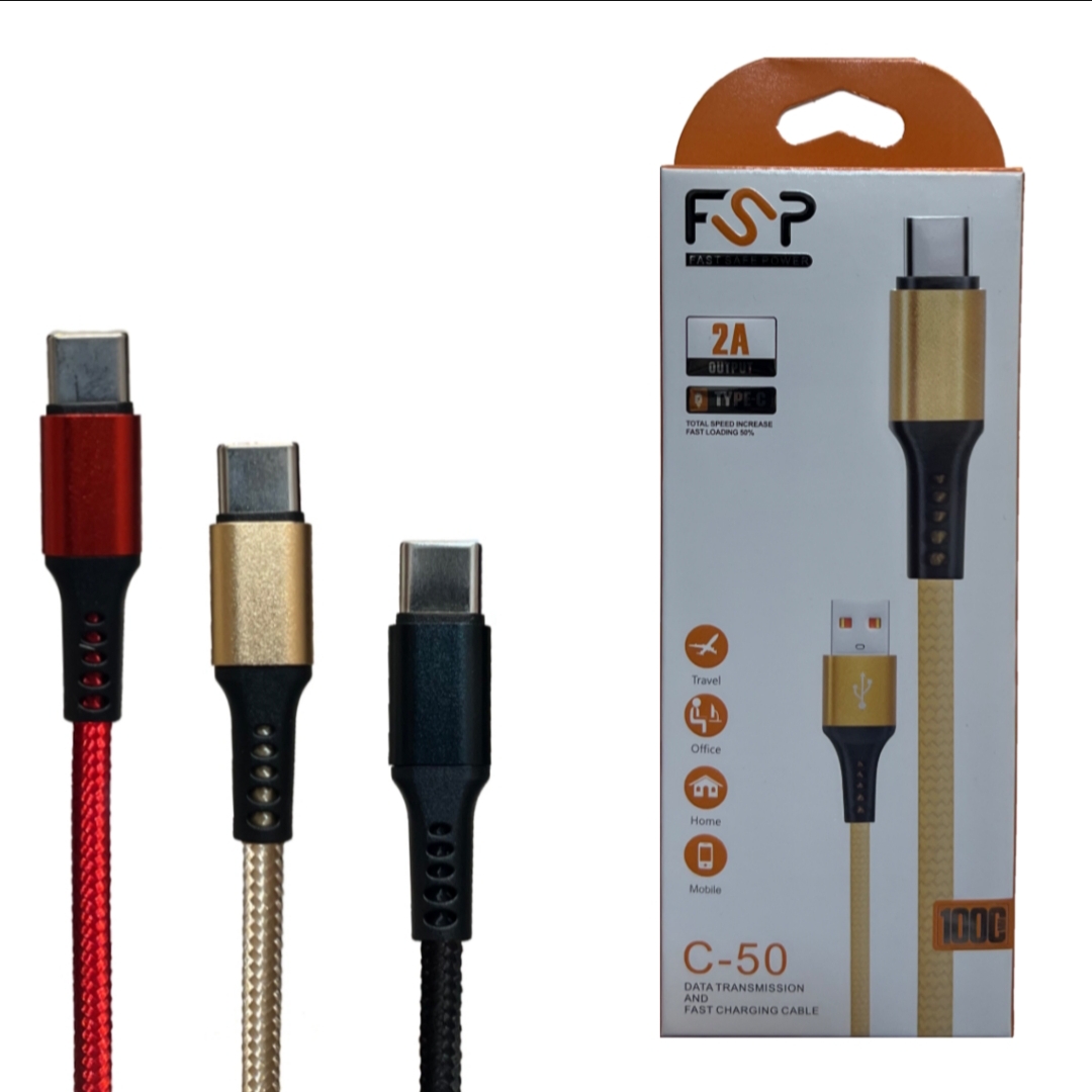 قیمت و خرید کابل تبدیل USB به USB-C اف اس پی مدل C-50 طول 1 متر