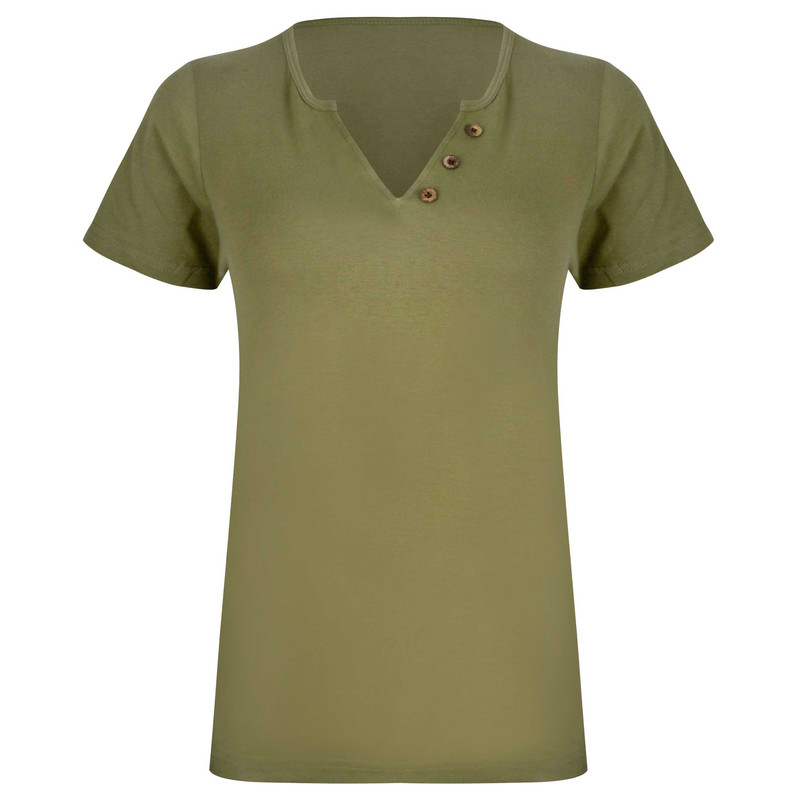 قیمت و خرید تی شرت آستین کوتاه زنانه کانتکس مدل 249009931 نخ پنبه رنگ زیتونی