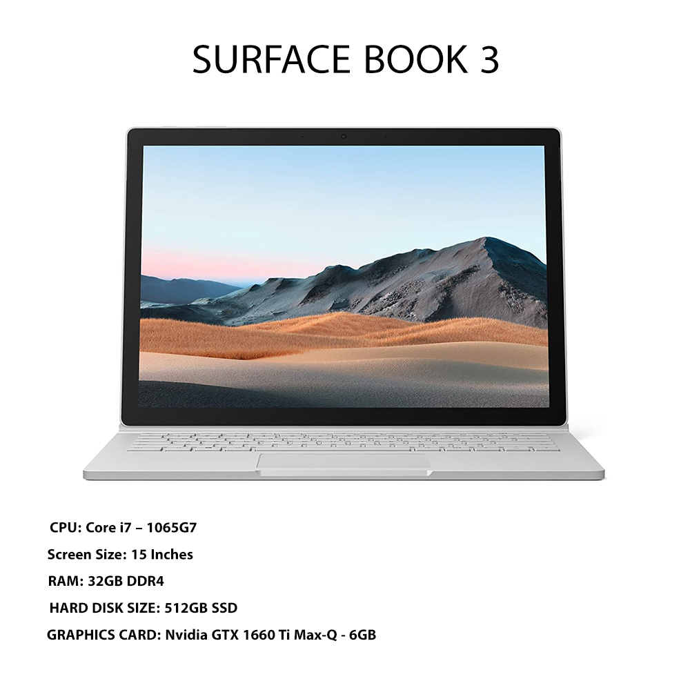 قیمت و خرید سرفیس بوک ٣ SURFACE BOOK 3 i7 1065G7/32GB/ 512GB/6GB GTX 1660 Ti