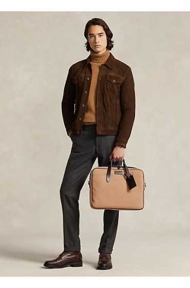 کیف دستی لپ تاپ چرم طبیعی شتری مردانه رالف رولن