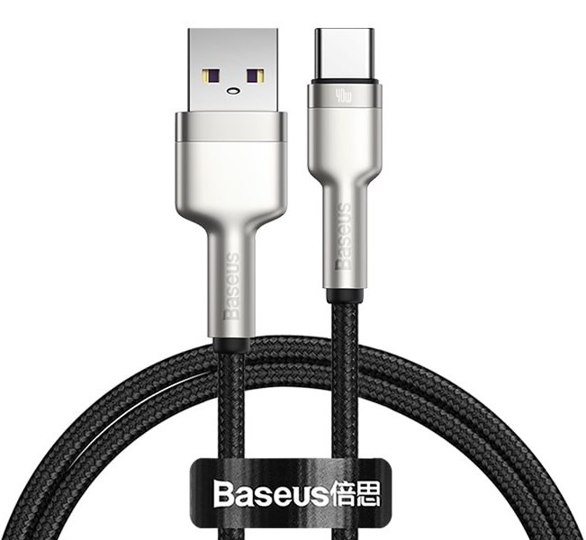 خرید و قیمت کابل تبدیل USB-C به USB-C باسئوس مدل CATJK-C01 طول 1 متر اBaseus Cafule Series Metal Data Cable Type-C to Type-C 100W 1m | ترب
