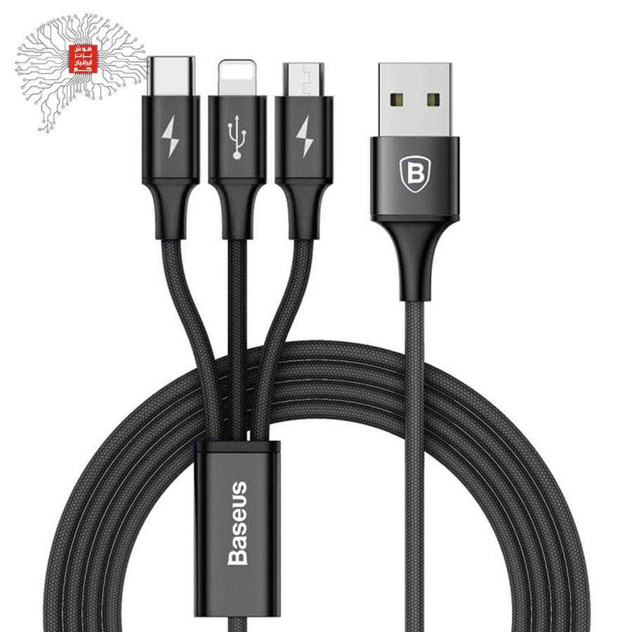 مشخصات، قیمت و خرید کابل تبدیل USB به microUSB-USB C-لایتنینگ باسئوس مدلCAMLT-SU طول 1.2 متر