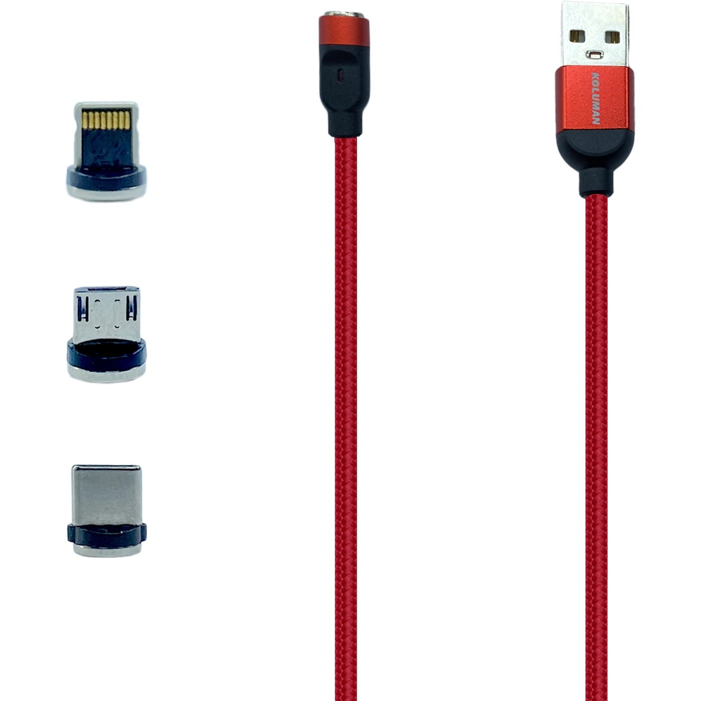 خرید و قیمت کابل تبدیل مغناطیسی USB به MicroUSB / USB-C / لایتنینگ کلومن مدلKD-M60 طول 1 متر | ترب