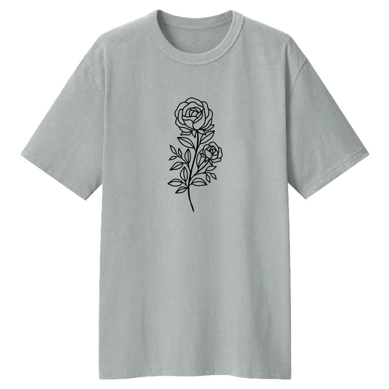 قیمت و خرید تی شرت لانگ آستین کوتاه زنانه مدل گل رز کد L21 رنگ طوسی
