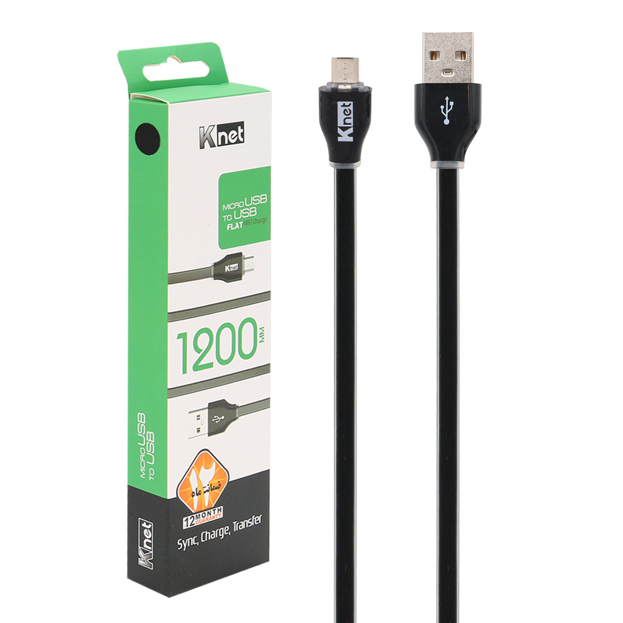 کابل تبدیل USB به میکرو فلت کی نت مدل K-UC555 به طول 1.2 متر - فروشگاهاینترنتی یاس پی سی