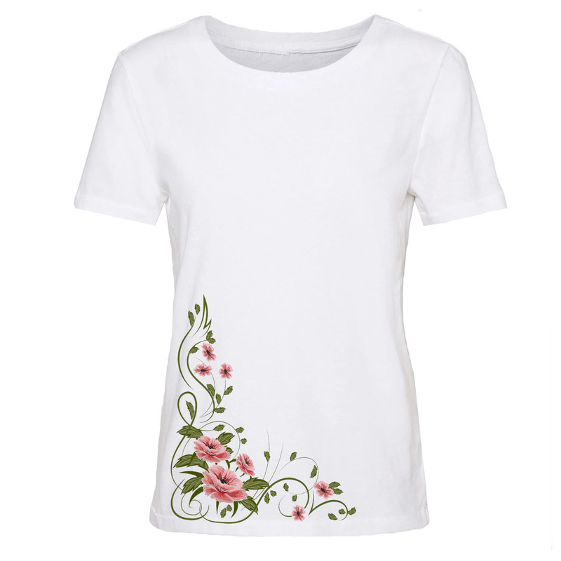 قیمت و خرید تی شرت لانگ زنانه مدل گل کد PB234