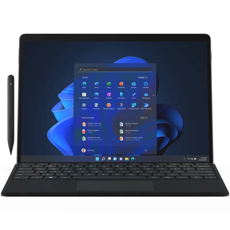 خرید و قیمت تبلت مایکروسافت مدل Surface Pro 8-i5 ظرفیت 256 گیگابایت و 16 گیگابایترم به همراه کیبورد Signature Black و قلم Slim Pen 2