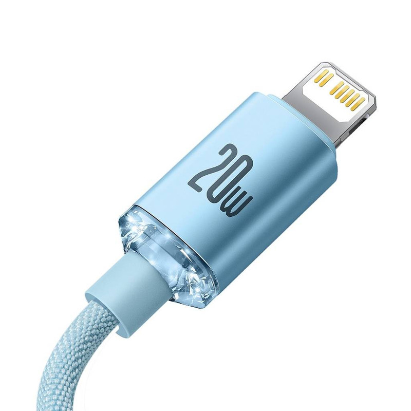 قیمت و خرید کابل USB-C به لایتنینگ باسئوس مدل Crystal Shine Series 20W طول1.2 متر